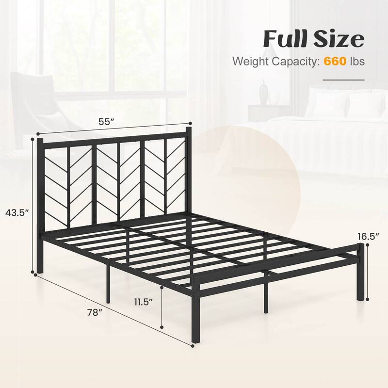 Costway Twin/Full/Queen Size Platform Bed with Headboard 11.5" Under