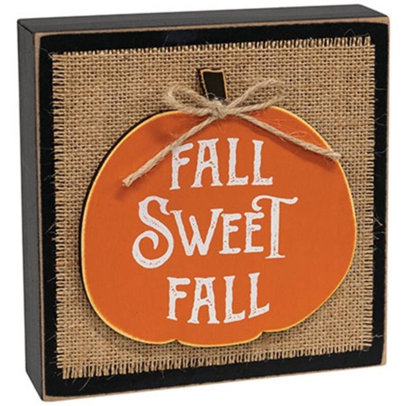 Fall Sweet Fall Layered Pumpkin & Burlap Box Sign - Multi