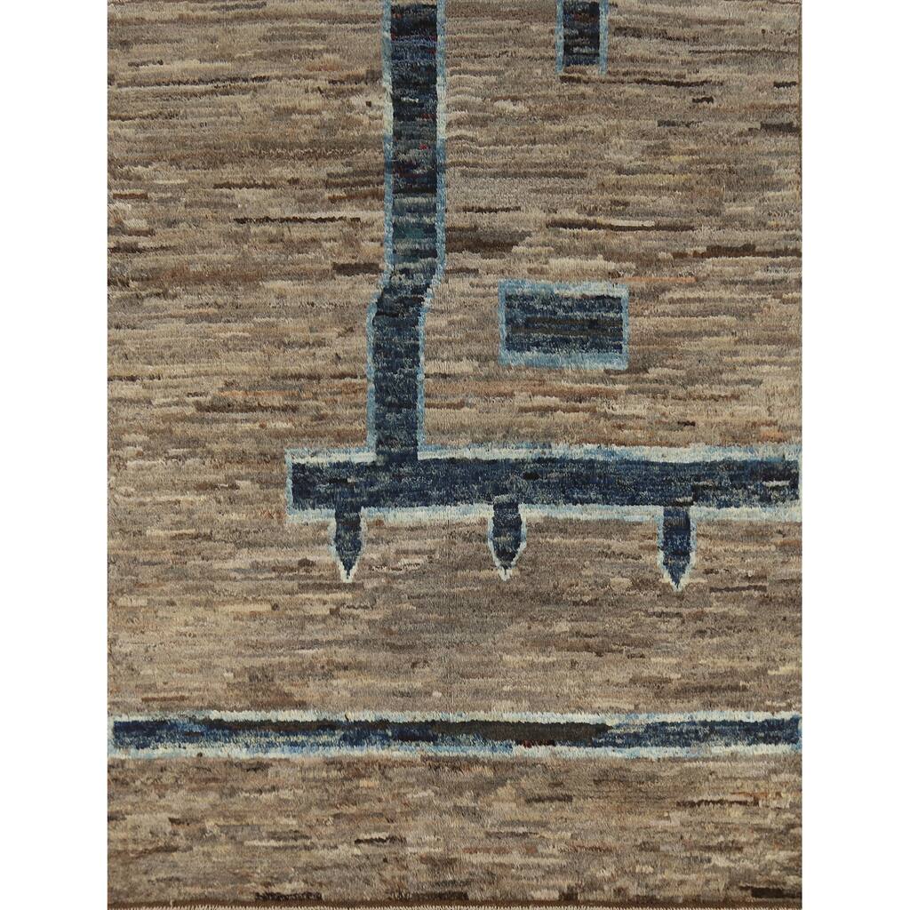 Geometric Moroccan Rug Hand-Knotted Bedroom Wool Carpet - 5'3" x 6'5"