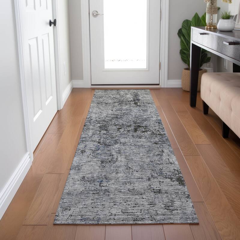 Machine Washable Indoor/ Outdoor Abstract Solid Chantille Rug