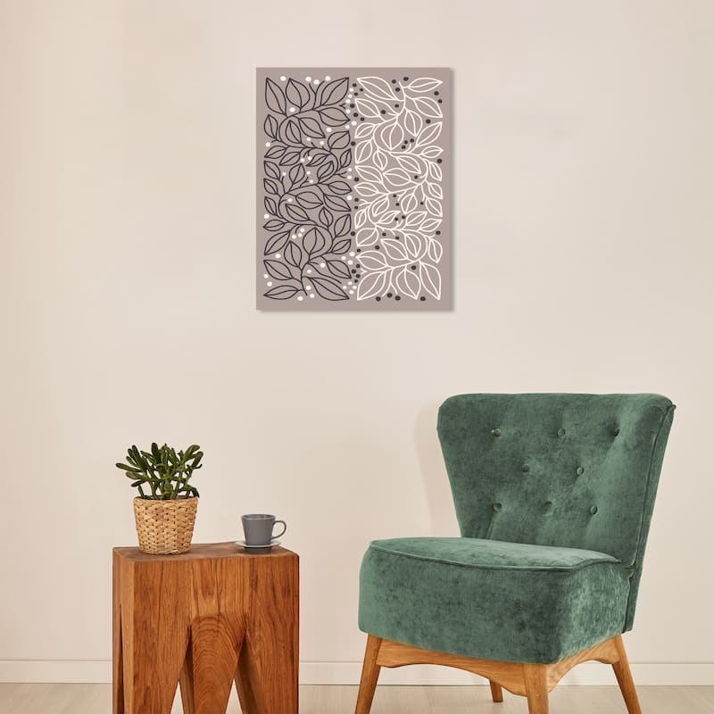 Wynwood Studio Canvas Floral and Botanical Both Sides Leaf Vines Gray Modern & Contemporary Wall Art Canvas Print - 16 x 20