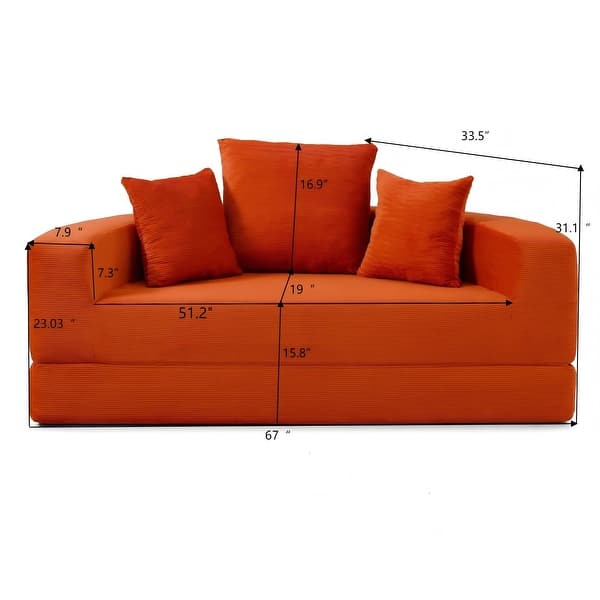 dimension image slide 3 of 7, Convertible Sofa Bed, Multi-Functional Futon Lounge Sofa