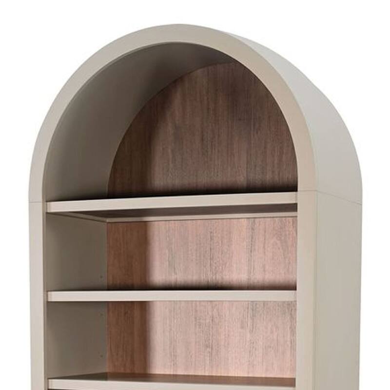 Xeny Arched Display Cabinet, 3 Shelves w 2 Doors, Light Gray Mahogany