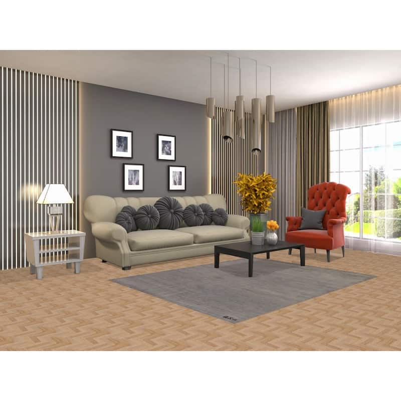 Modern Gabbeh Area Rug Oriental Hand-Knotted Grey Wool Carpet - 4'11" x 6'4"