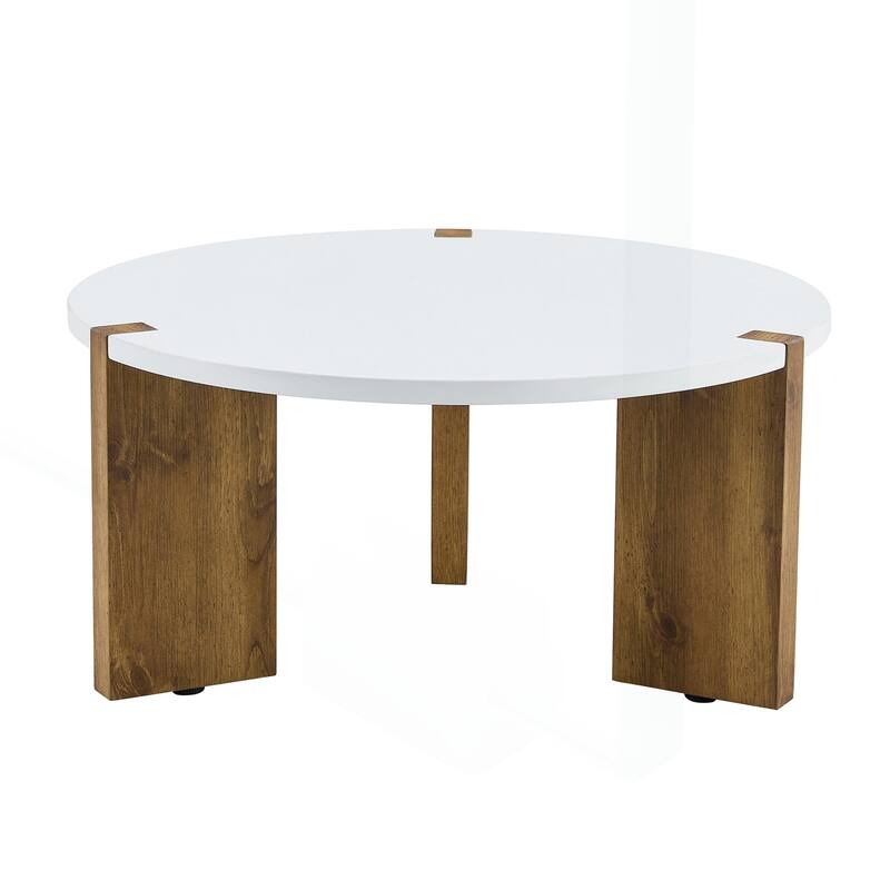 Minimalist Circular MDF Coffee Table with Stable Structure and Embedded Design