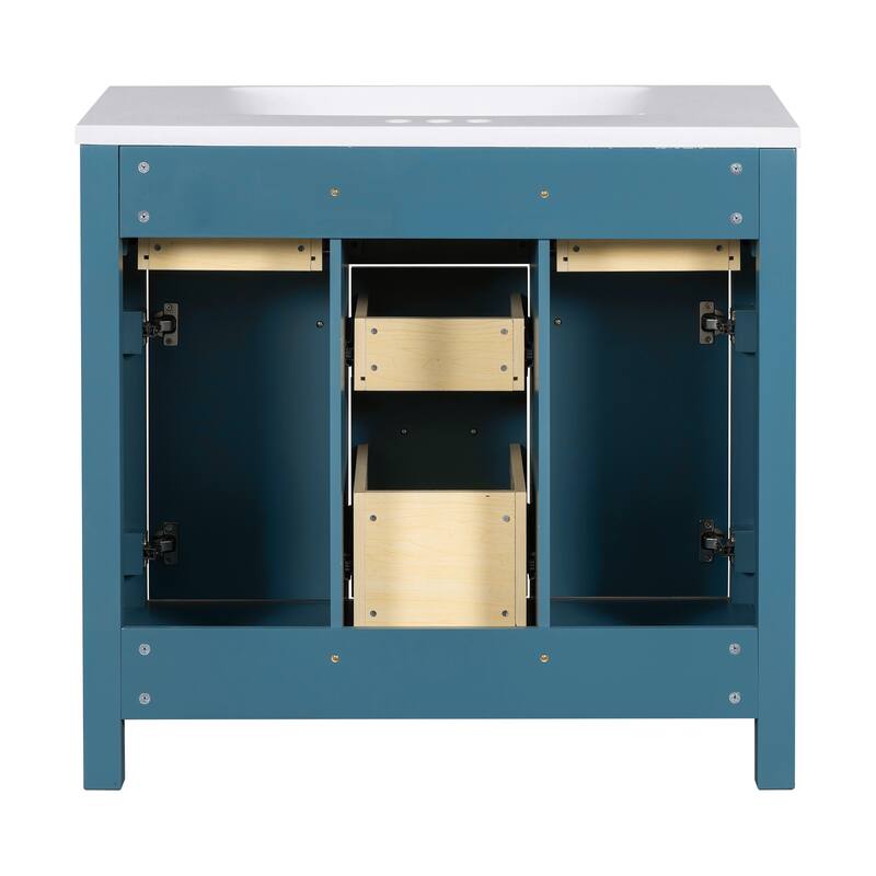Storage Cabinet for Bathroom Vanity Set with 4 Drawers and 2 Cabinets