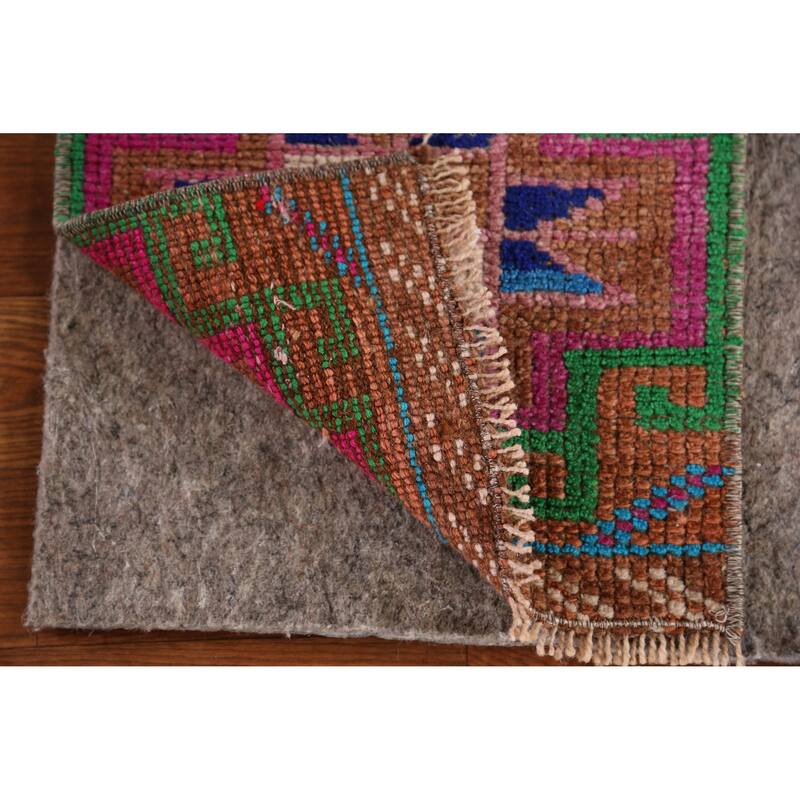 Hand Knotted Oriental 100% Wool Carpet Transitional Tribal Multi-Colored Anatolian Area Rug - 2' 2'' X 1' 0''