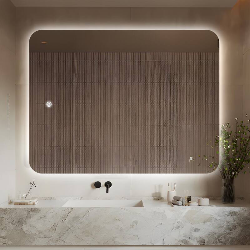Square Rounded-Corner LED Mirror, both Stylish and Practical
