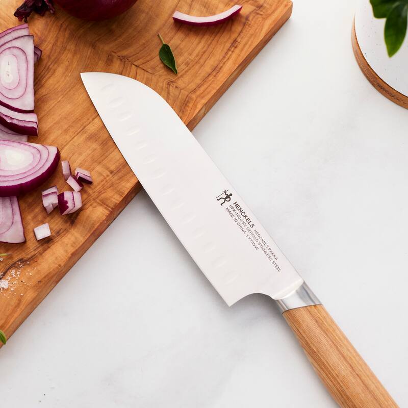 Henckels Pakka 7-inch Hollow Edge Santoku - Wood