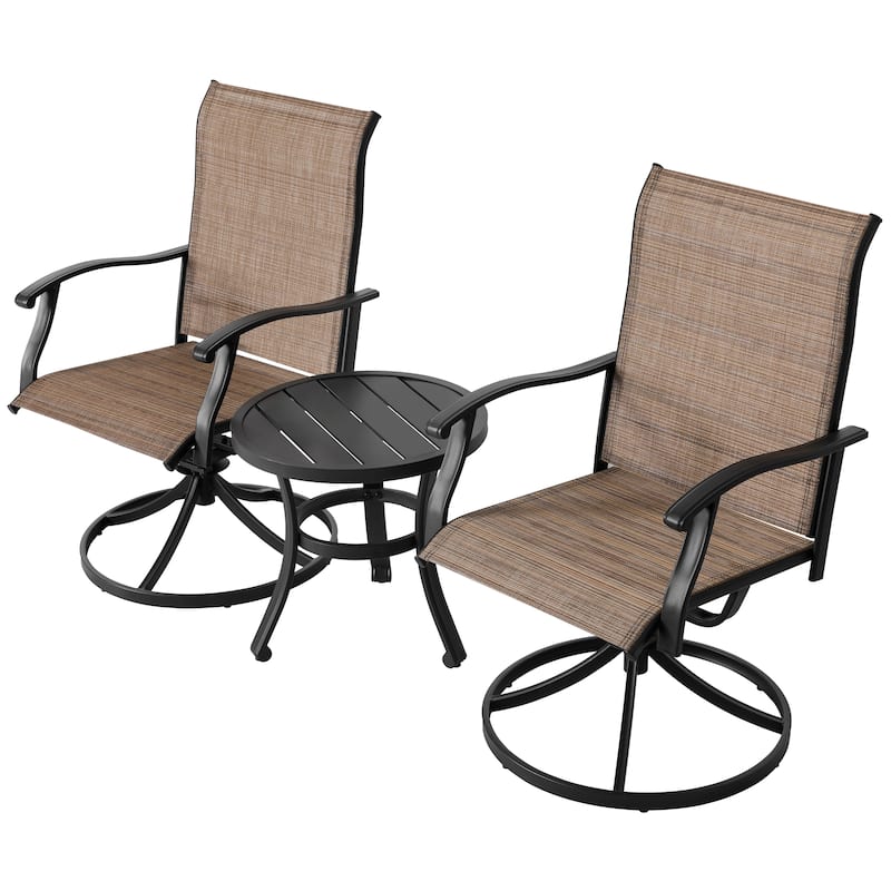 Outdoor 3-Piece Bistro Set, Textilene Fabric, Powder-Coated Iron Frame