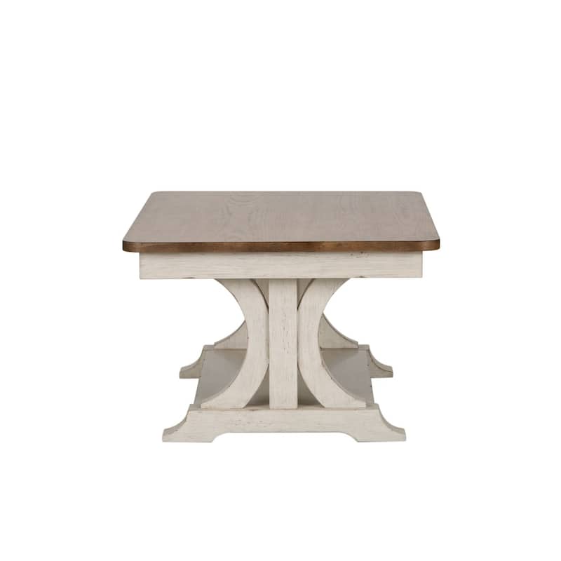 Farmhouse Reimagined Antique White with Chestnut Rectangular Cocktail Table