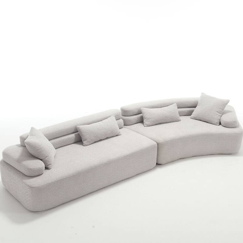 Indoor Foam Sleeper Sofa Bed with Double Backrest and Round Armrests for Living Room or Bedroom