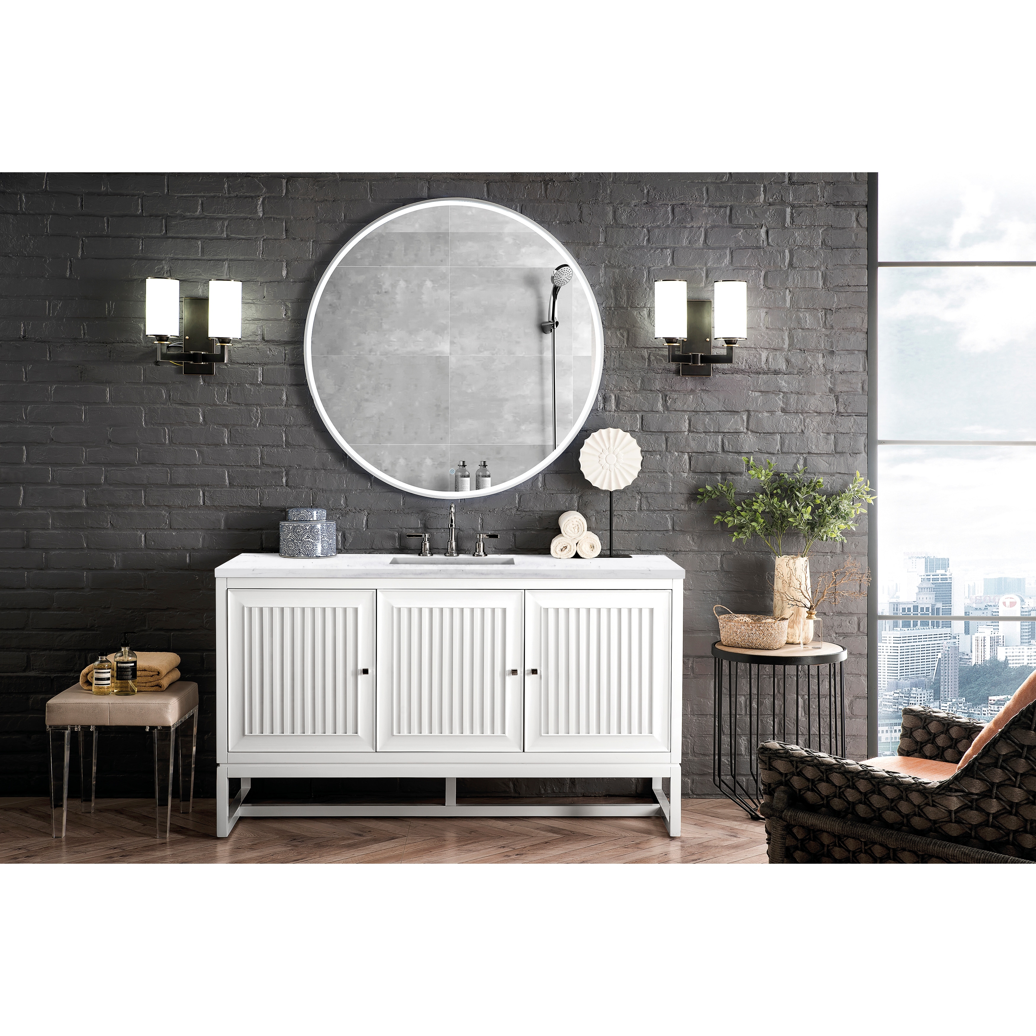 James Martin Vanities Athens 60" Single Vanity Cabinet, Glossy White