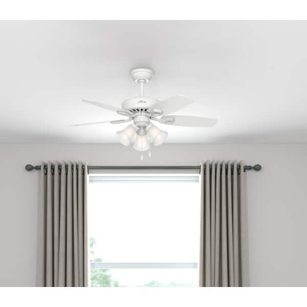 slide 2 of 18, Hunter 42" Builder Ceiling Fan with LED Light Kit and Pull Chain Snow White
