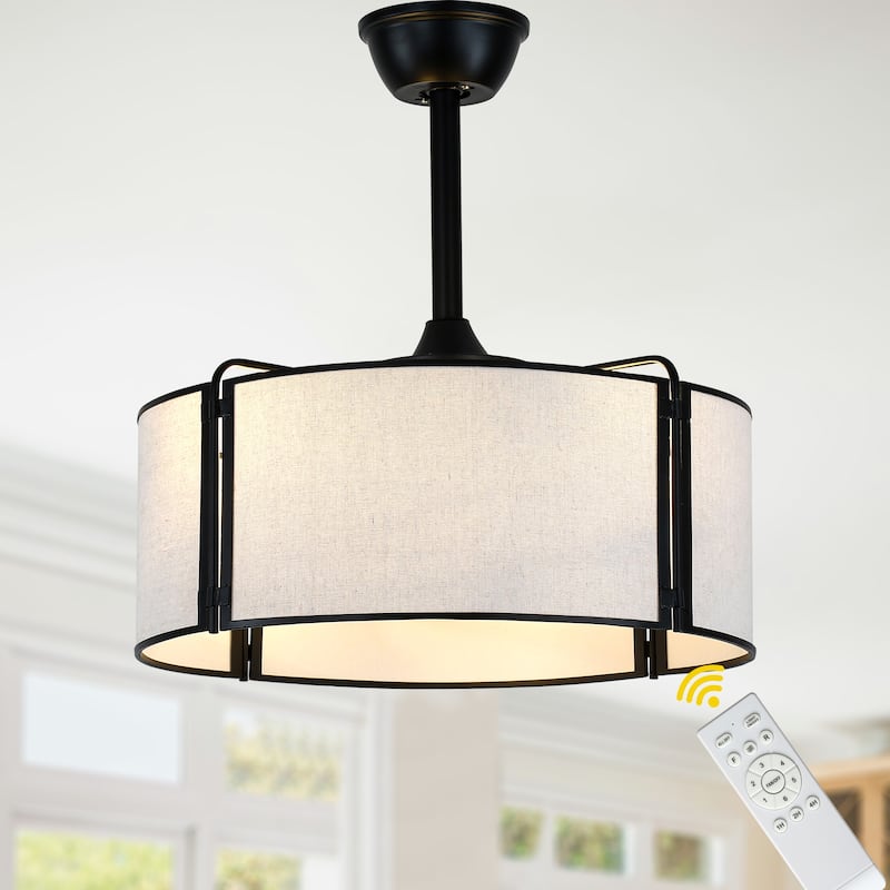 Bella Depot 19" Modern Caged Ceiling Fan with Light Kit and Remote Control 6-Speed Reversible DC Motor - 19” - Black