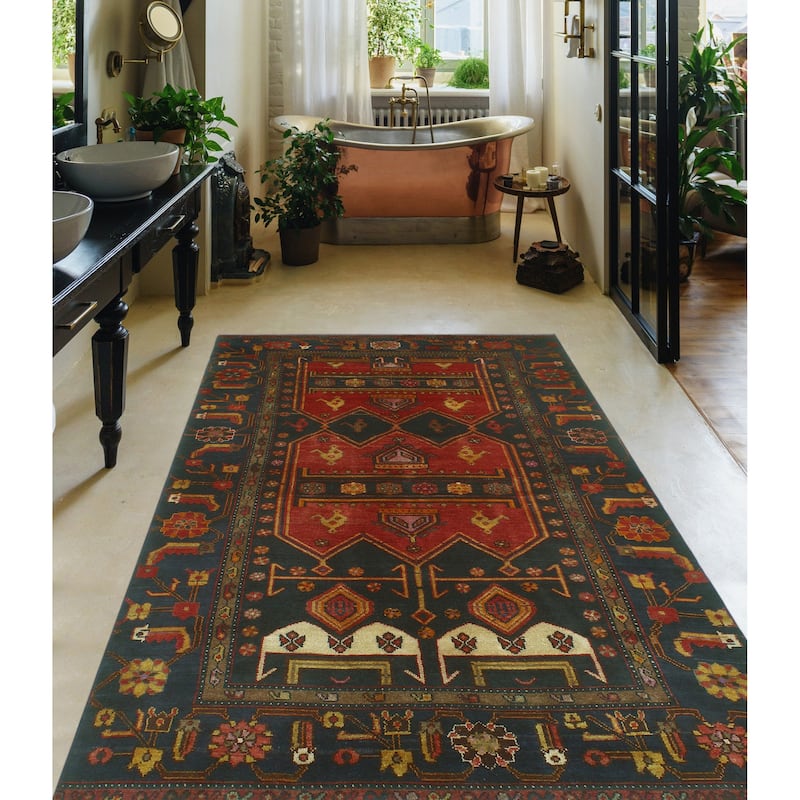 Noori Rug Vintage Distressed Bahman Rust/Charcoal Runner - 4'4" x 7'10"