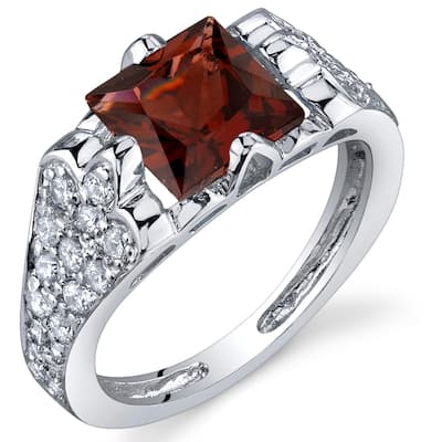 Sterling Silver 2 ct Garnet Birthstone Ring