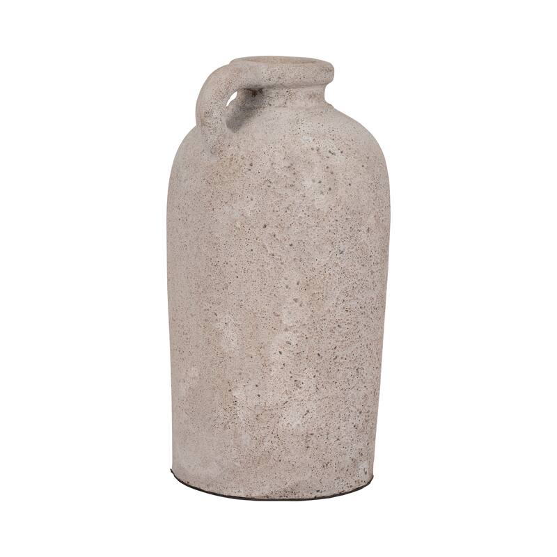 Pottery Terracotta Vase Handled Design Casual Decor - 16" Ivory