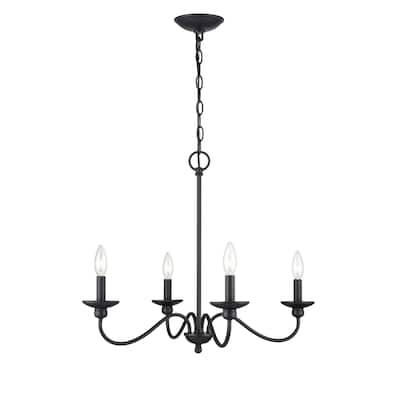 Millennium Lighting Delvona 4 Light Chandelier in Matte Black