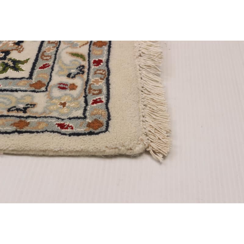 ECARPETGALLERY Hand-knotted Nain Cream Silk, Wool Rug - 8'0 x 15'11