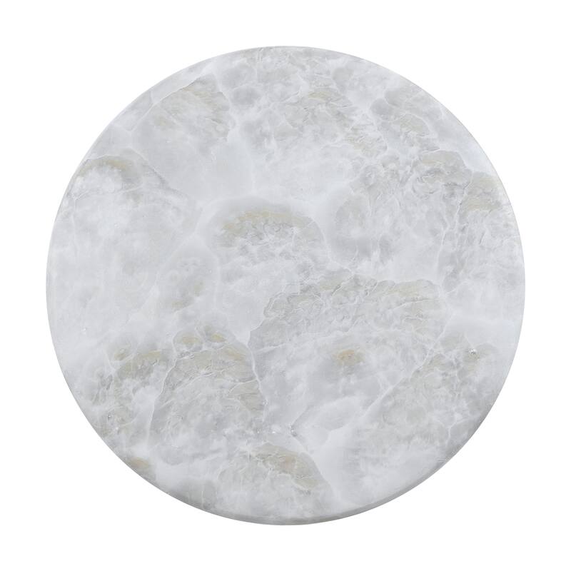 Luke 16" Modern Minimalist Faux Marble Column Indoor/Outdoor Accent Table, by JONATHAN Y