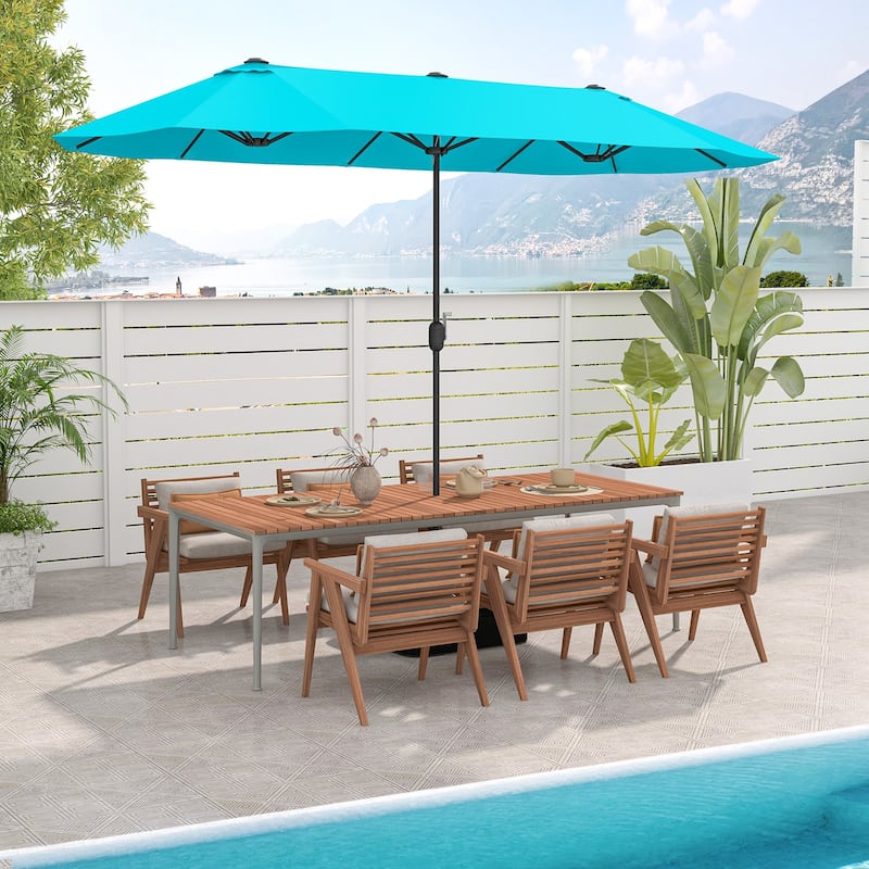 13FT Twin Table Patio Umbrella Double Sided with Crank for Outdoor Shade