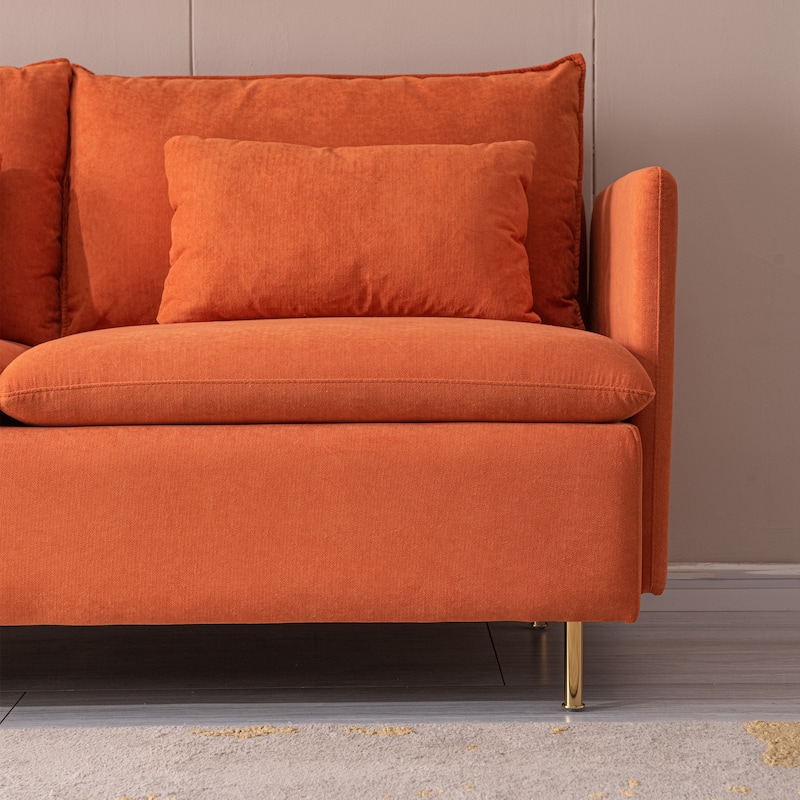 63.8"W Cotton Linen Loveseat Sofa Couch with Pillows