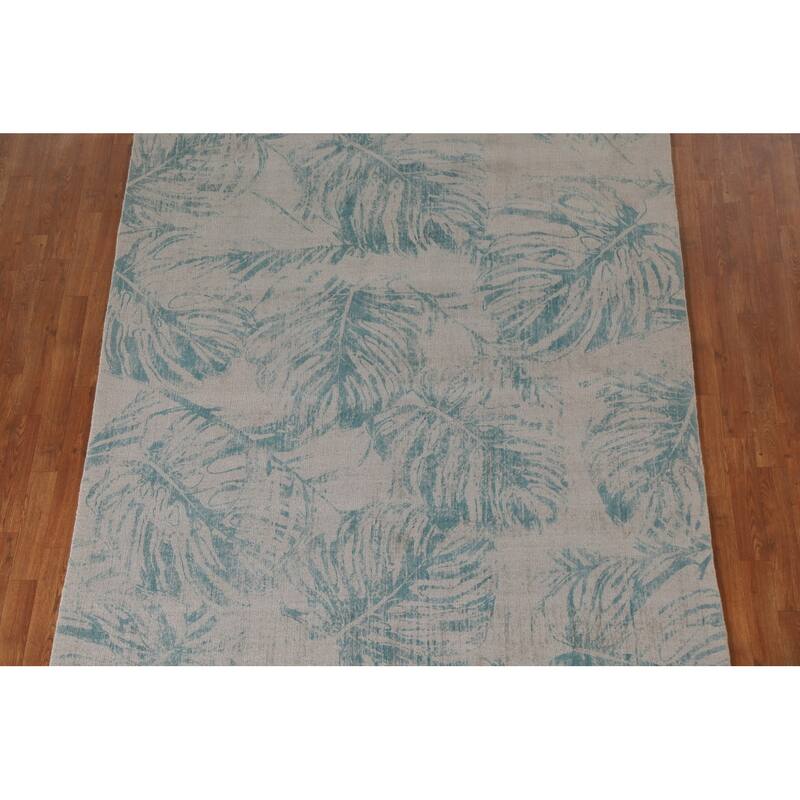 Hand Knotted Oriental 100% Wool Carpet Modern All-Over Beige & Ivories Abstract Area Rug - 8' 0'' X 6' 3''