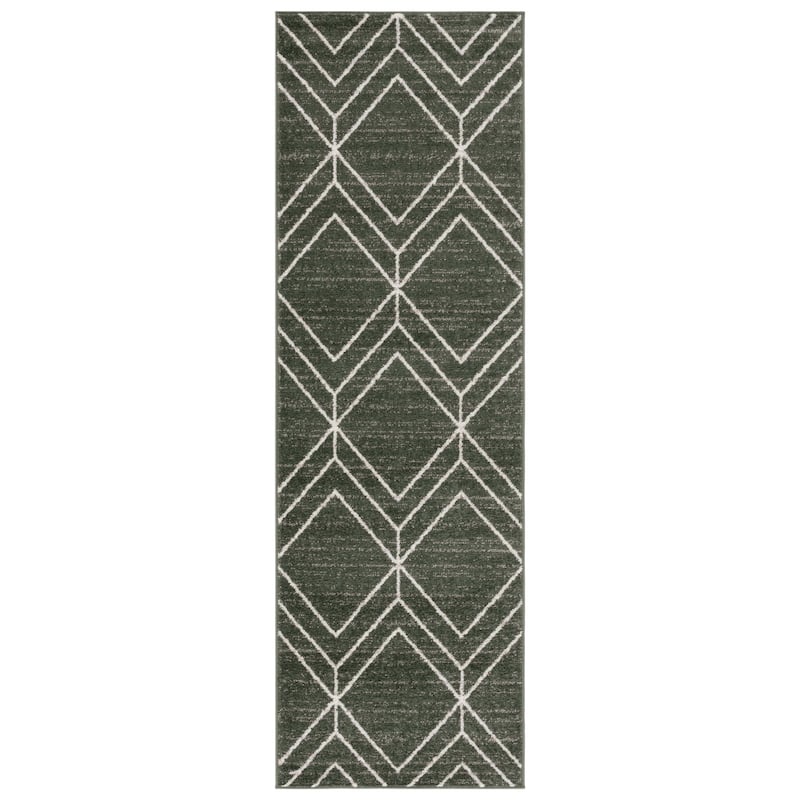 SAFAVIEH Adirondack Juvelina Modern Geometric Rug - 2'6" x 8' Runner - Dark Green/Ivory
