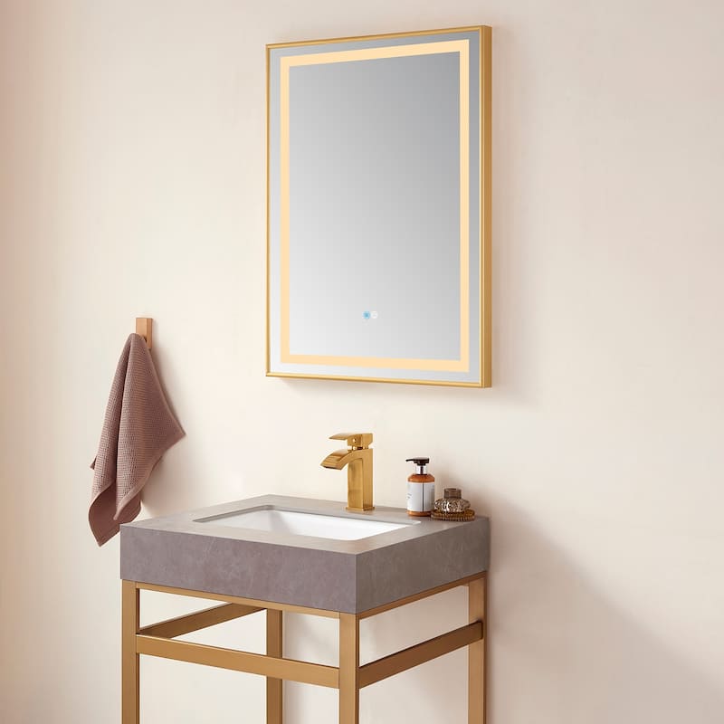24" Rectangular LED Lighted Accent Bathroom/Vanity Wall Mirror - 24