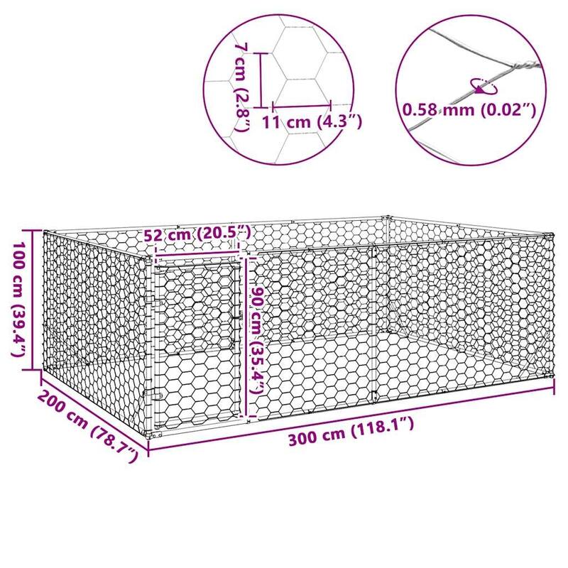 vidaXL Outdoor Dog Kennel Galvanized Galvanized Steel Large Durable
