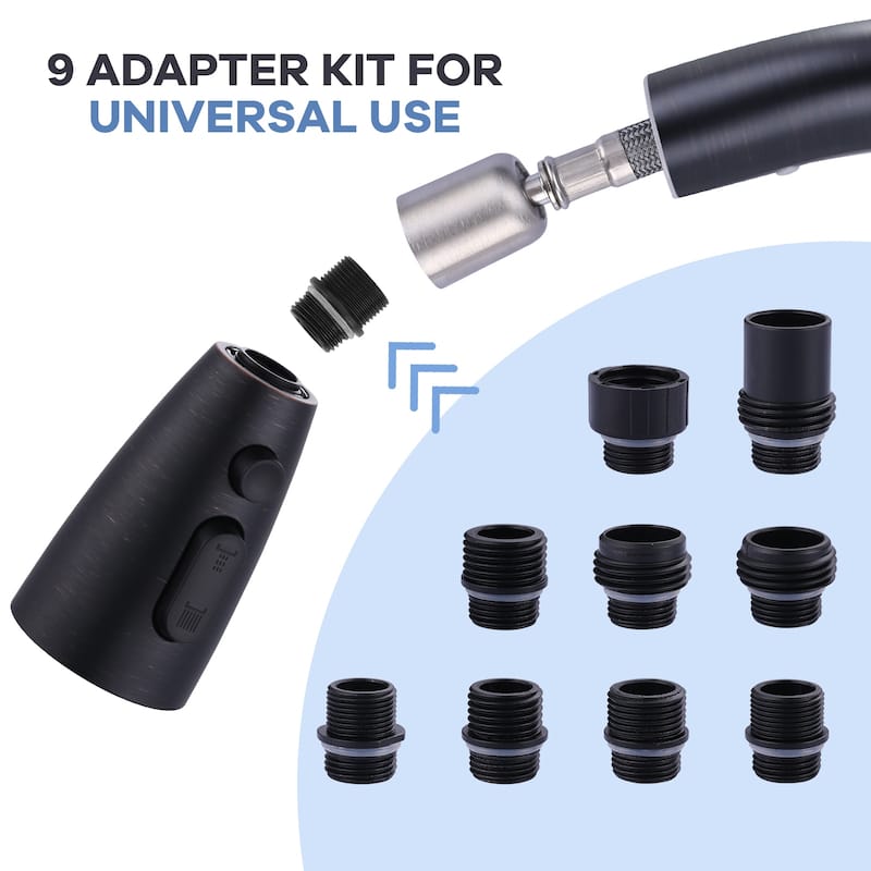 WOWOW 3 Function Kitchen Faucets Head Replacement with 9-Adapters
