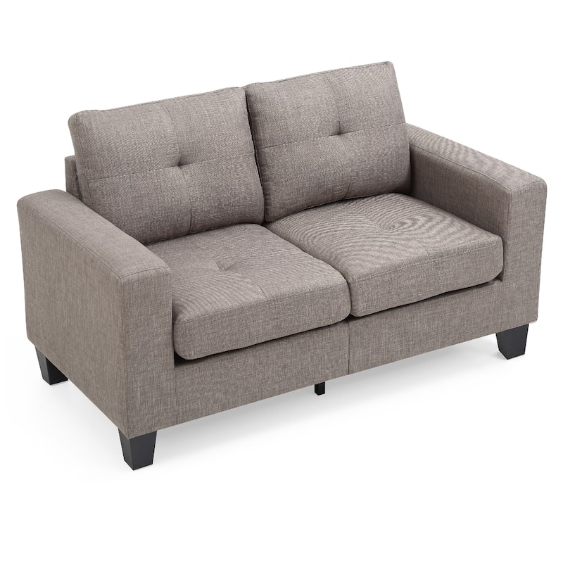Flared Arm Tufted Straight Sofa - 58" - Gray