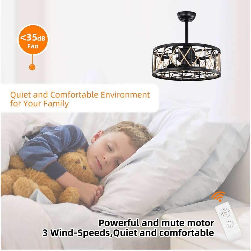 20.4'' 5 ABS Fan Blades, Modern Ceiling Fan with Remote Control, Noiseless Reversible AC Motor for BedrooM