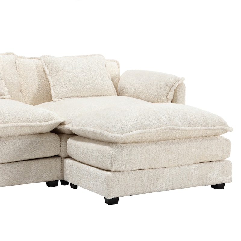 Chenille Fabric L-Shape Comfy Oversized three-seat Modular Sectional Sofa