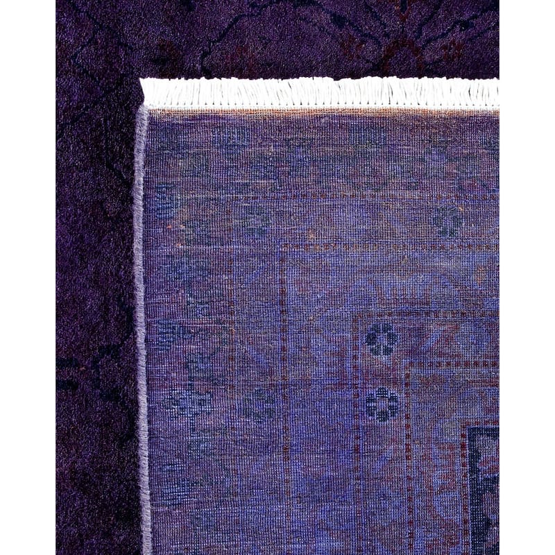 Overton Handknotted Wool Vintage Inspired Contemporary Overdyed Purple Area Rug - 12' 5" x 12' 1"