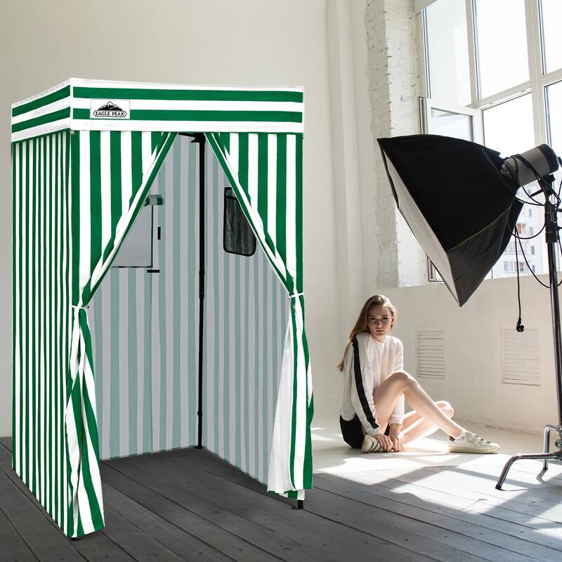EAGLE PEAK Flex Compact 4x4 Pop-up Canopy Changing Room, Portable Privacy Dressing Room - White and Green
