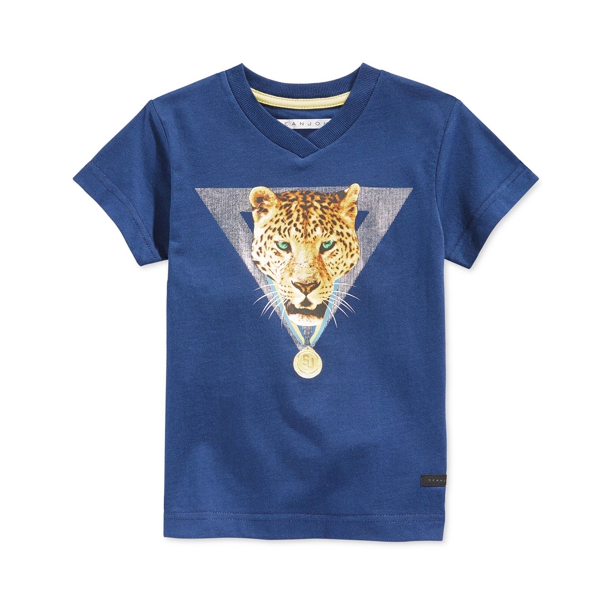 Sean John Boys Leopard V-Neck Graphic T-Shirt, Black, 2T Bed
