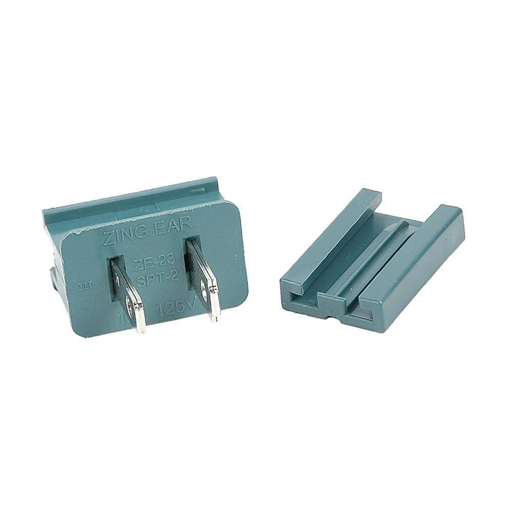 SPT-2 Male Plug, Snap On Vampire Plugs, Green, Polarized, 10 Amp, 25 Pack - Medium