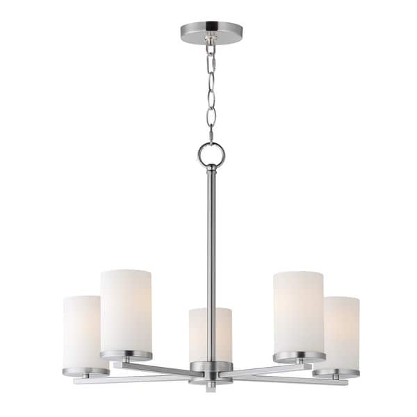 slide 2 of 4, Maxim 10286SW Lateral 5 Light 24" Wide Pillar Candle Style Chandelier Satin Nickel