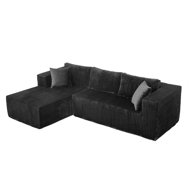 105.11" L-Shaped Chenille Sectional Sofa with All-Foam Structure, 6 Pillows and Space-Saving Design (Right Chaise)