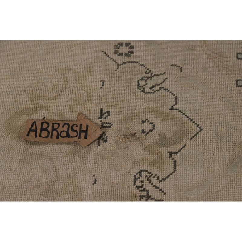 Distressed Tabriz Persian Vintage Rug Handmade Beige Wool Carpet - 8'0" x 11'6"