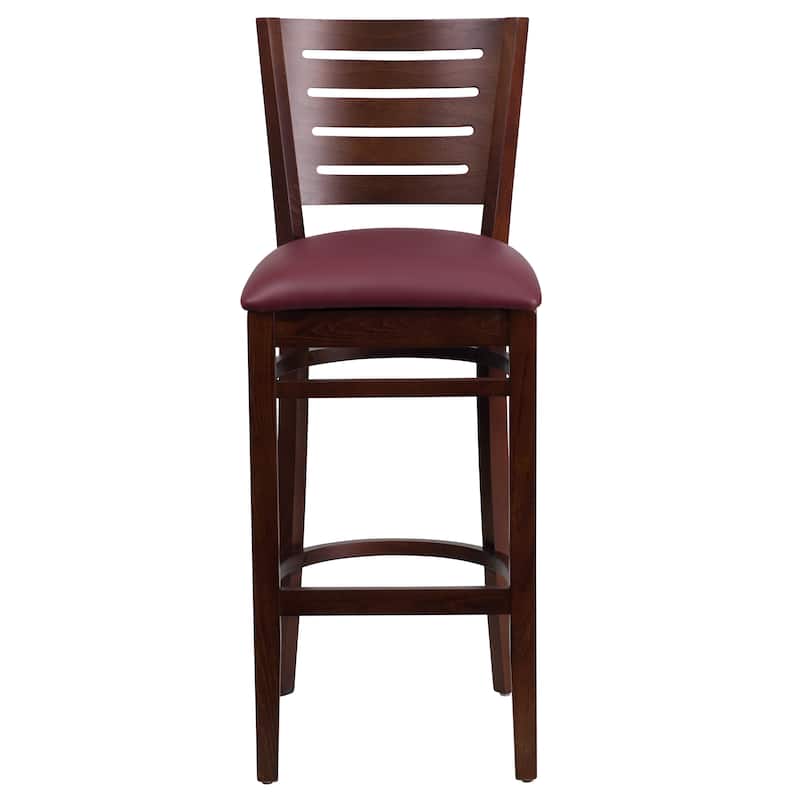 Slat Back Wooden Restaurant Barstool - 16.75"W x 18"D x 43.5"H - 16.75"W x 18"D x 43.5"H