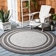 preview thumbnail 108 of 140, SAFAVIEH Courtyard Vickie Indoor/ Outdoor Waterproof Patio Backyard Rug 4' Round - Light Grey/Black