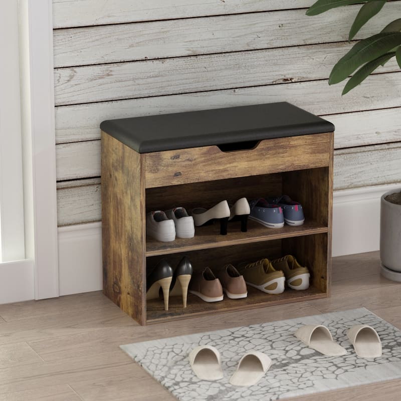 Home Shoe Changing Stool Wooden Shoes Rack Cabinet Thickened Seat