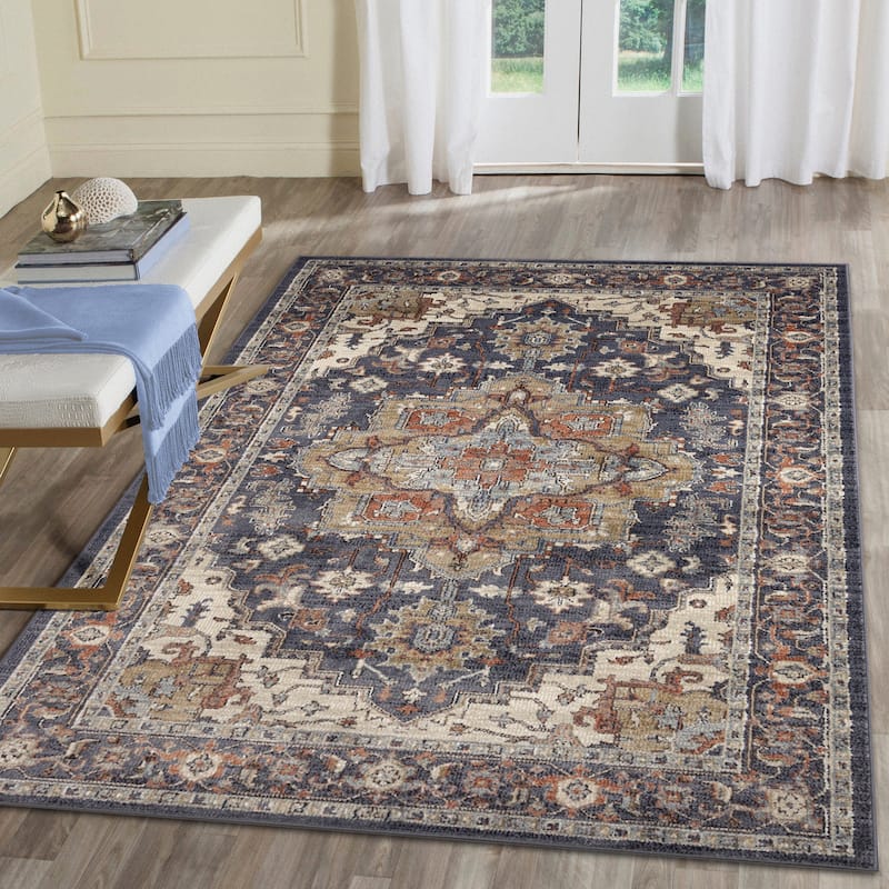 Liora Manne Ariana Heriz Indoor Rug - 6'6" x 9'4" - Navy