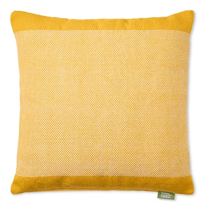 TOWN & COUNTRY TERRA Alara Solid Border Indoor Outdoor Decorative Pillow 20"x20" Yellow/Ivory