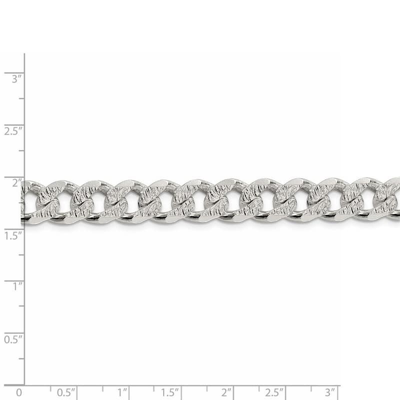 Curata 925 Sterling Silver Solid Polished 10.5mm Pave Curb Chain Anklet 9 Inch Lobster Claw