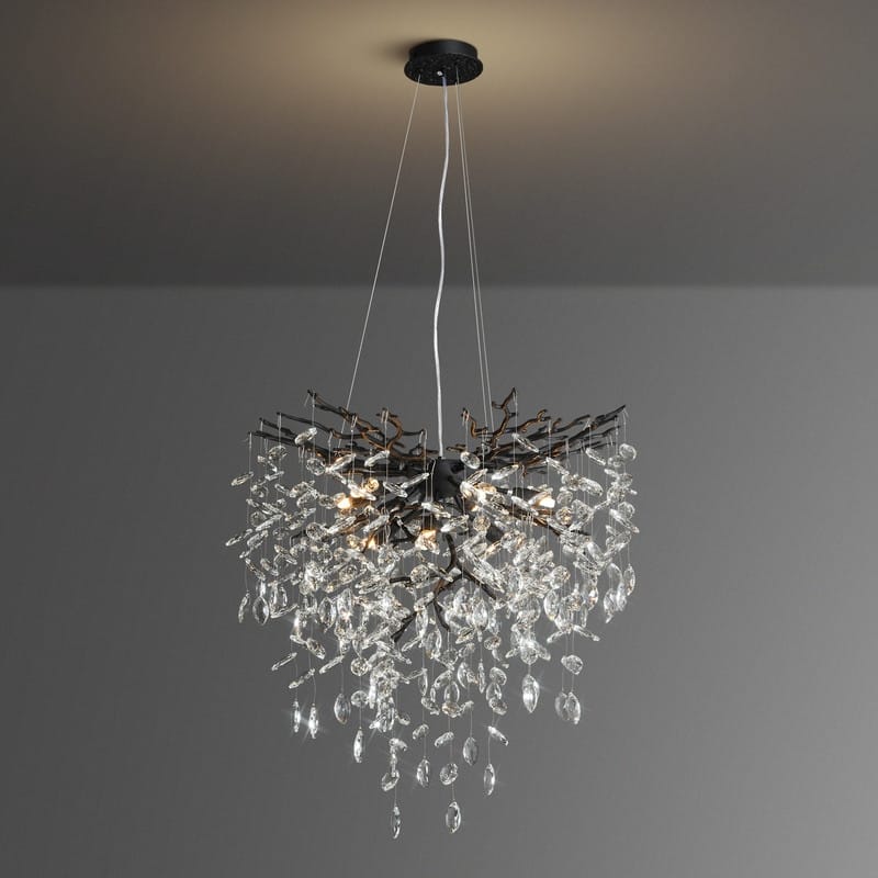 Modern Round Branch Crystal Chandelier, 600-1200mm Diameter, Marquise Cut Crystal Pendant Light