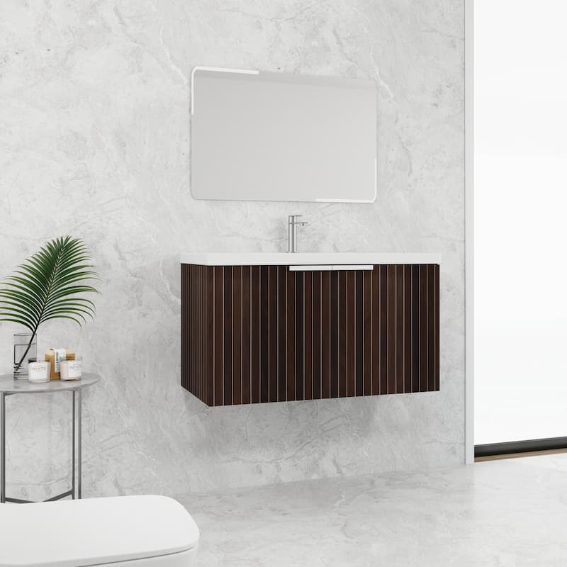 BNK 24"/30"/36" Single Sink Bathroom Vanity with Soft Close Door, Modern Floating Vanity